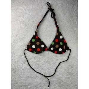 Island Soul Bikini Top Womens Small Halter Triangle Swim Beachwear Polka Dot
